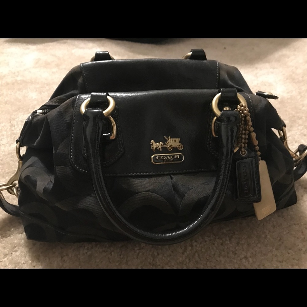 Coach hand bag black, used okay condition